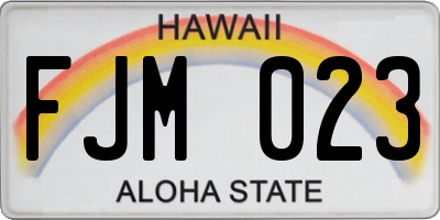 HI license plate FJM023