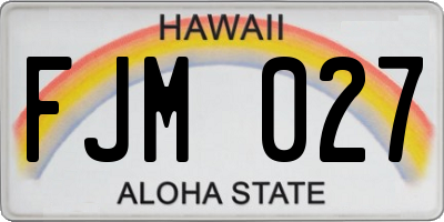 HI license plate FJM027