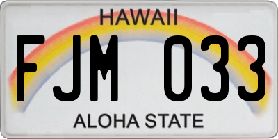 HI license plate FJM033