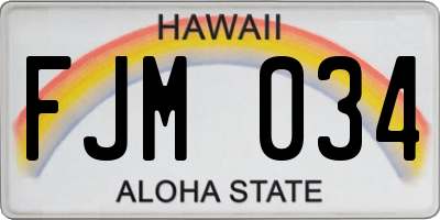 HI license plate FJM034