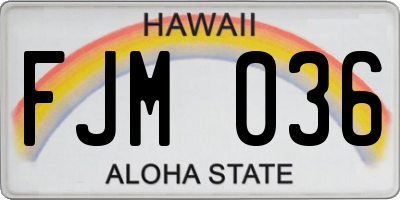 HI license plate FJM036