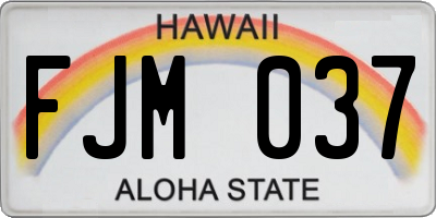 HI license plate FJM037