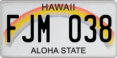 HI license plate FJM038