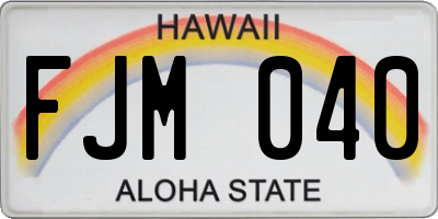 HI license plate FJM040
