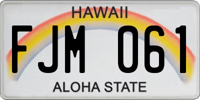 HI license plate FJM061
