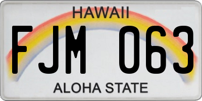 HI license plate FJM063