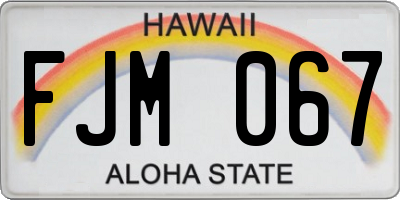HI license plate FJM067