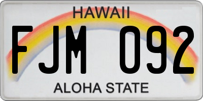 HI license plate FJM092
