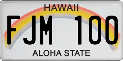 HI license plate FJM100