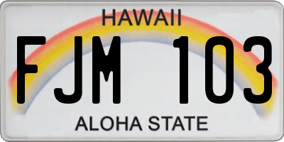 HI license plate FJM103