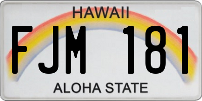 HI license plate FJM181
