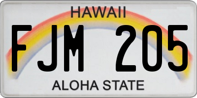 HI license plate FJM205