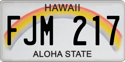 HI license plate FJM217