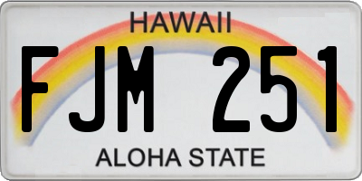 HI license plate FJM251