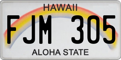 HI license plate FJM305