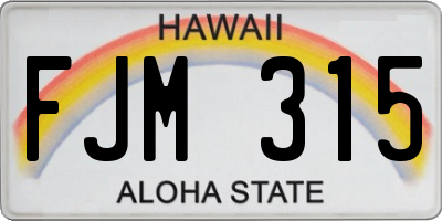 HI license plate FJM315
