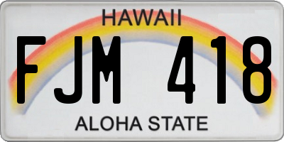 HI license plate FJM418