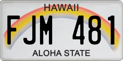 HI license plate FJM481