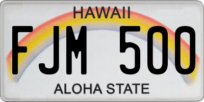 HI license plate FJM500