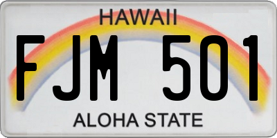 HI license plate FJM501