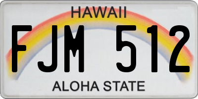 HI license plate FJM512
