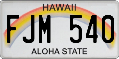 HI license plate FJM540