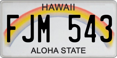 HI license plate FJM543
