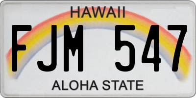 HI license plate FJM547
