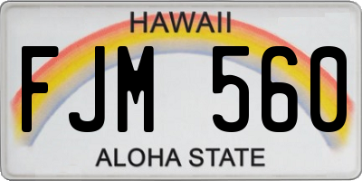 HI license plate FJM560