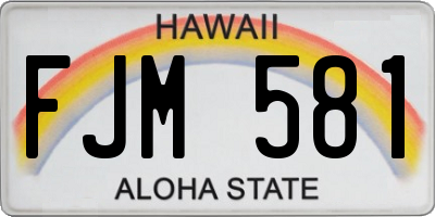 HI license plate FJM581