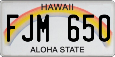 HI license plate FJM650