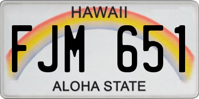 HI license plate FJM651