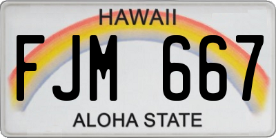 HI license plate FJM667