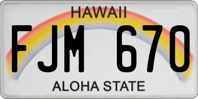 HI license plate FJM670