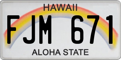HI license plate FJM671