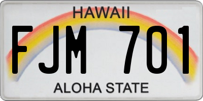 HI license plate FJM701