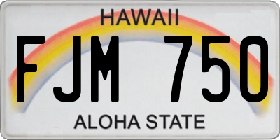 HI license plate FJM750