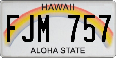 HI license plate FJM757