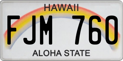 HI license plate FJM760