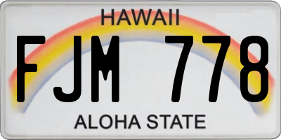 HI license plate FJM778