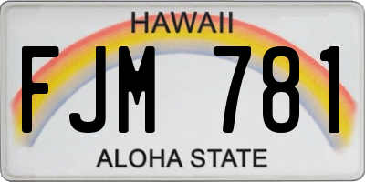 HI license plate FJM781
