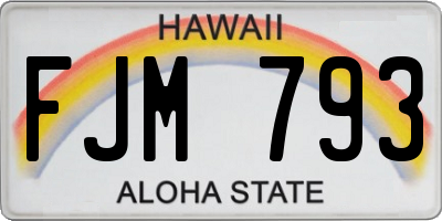 HI license plate FJM793