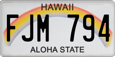HI license plate FJM794