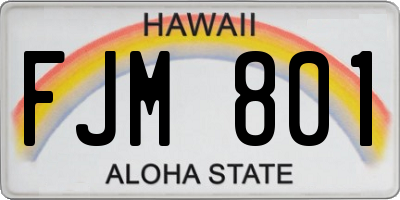 HI license plate FJM801