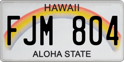 HI license plate FJM804