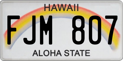 HI license plate FJM807