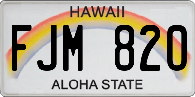 HI license plate FJM820