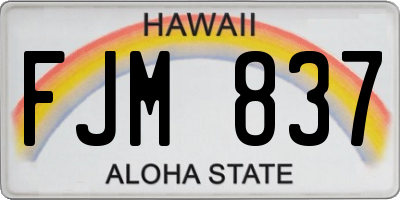 HI license plate FJM837
