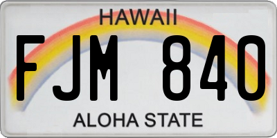 HI license plate FJM840