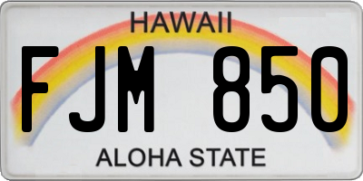 HI license plate FJM850